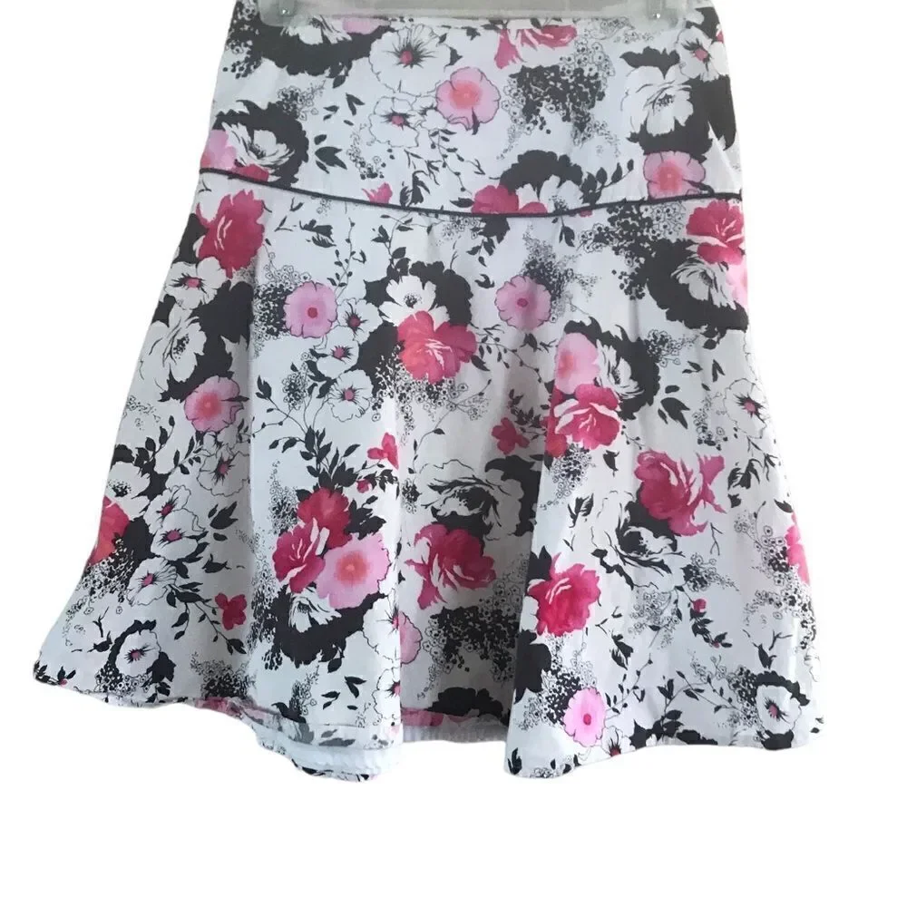 Amy Byer Size 16 Floral Skirt Pink White Brown